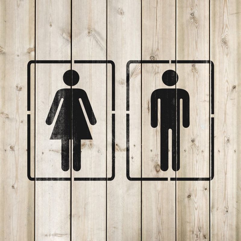 Casa si Gradina - Decoratiuni - DIY - Sabloane decorative pereti - Sablon Perete vopsire, tencuiala 0.7mm Bathroom Sign Refolosibil, model MXSP7211, 100 x 100 mm, 0.70mm - Infinity.ro