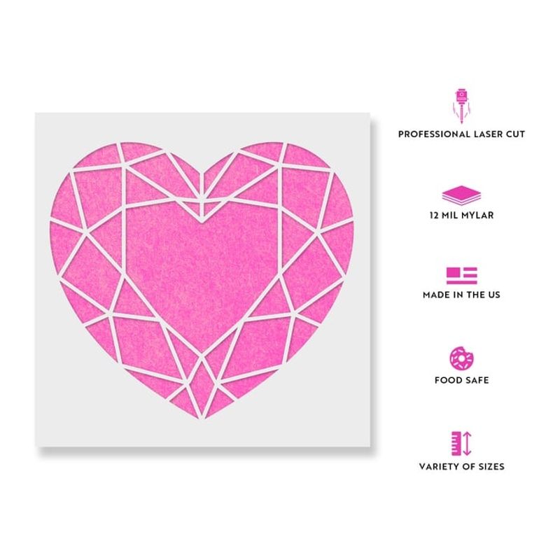 Casa si Gradina - Decoratiuni - DIY - Sabloane decorative pereti - Sablon Perete vopsire, tencuiala 0.7mm Inima Geometrica model MXSP7477, 500 x 500 mm - Infinity.ro