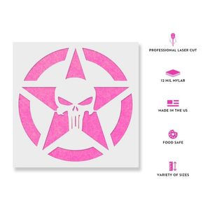 Sablon Perete vopsire, tencuiala 0.7mm Craniu Punisher cu Stea model MXSP7451, 800 x 800 mm