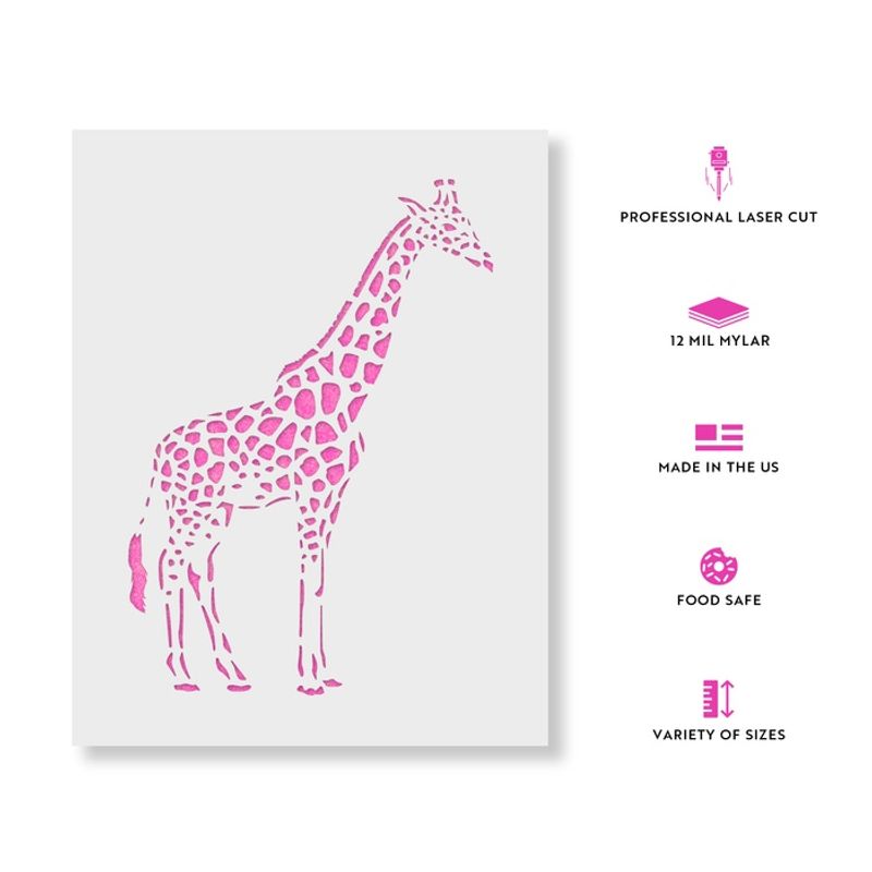 Casa si Gradina - Decoratiuni - DIY - Sabloane decorative pereti - Sablon Perete vopsire, tencuiala 0.7mm Girafa model MXSP7422, 100 x 100 mm - Infinity.ro