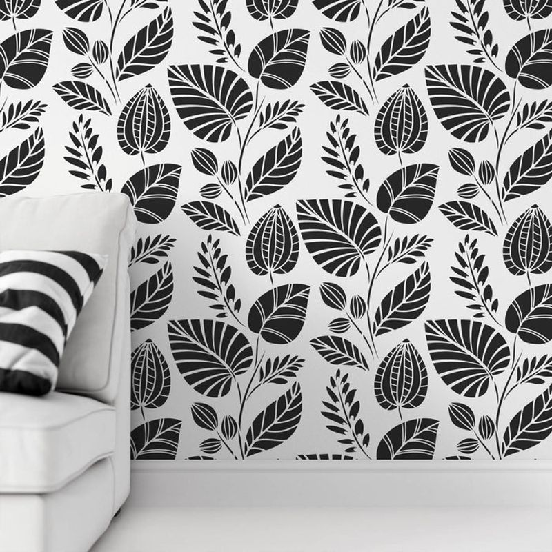 Casa si Gradina - Decoratiuni - DIY - Sabloane decorative pereti - Sablon Perete vopsire, tencuiala 900x600x0.7mm Scandinavian Palm Leaves Refolosibil, model MXSP7062 - Infinity.ro