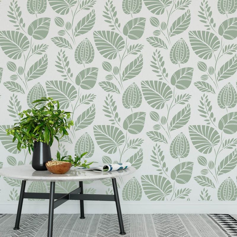 Casa si Gradina - Decoratiuni - DIY - Sabloane decorative pereti - Sablon Perete vopsire, tencuiala 900x600x0.7mm Scandinavian Palm Leaves Refolosibil, model MXSP7062 - Infinity.ro