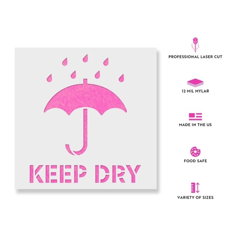 Casa si Gradina - Decoratiuni - DIY - Sabloane decorative pereti - Sablon Perete vopsire, tencuiala 0.7mm Keep Dry Symbol Refolosibil, model MXSP7240, 1000 x 1000 mm, 0.70mm - Infinity.ro