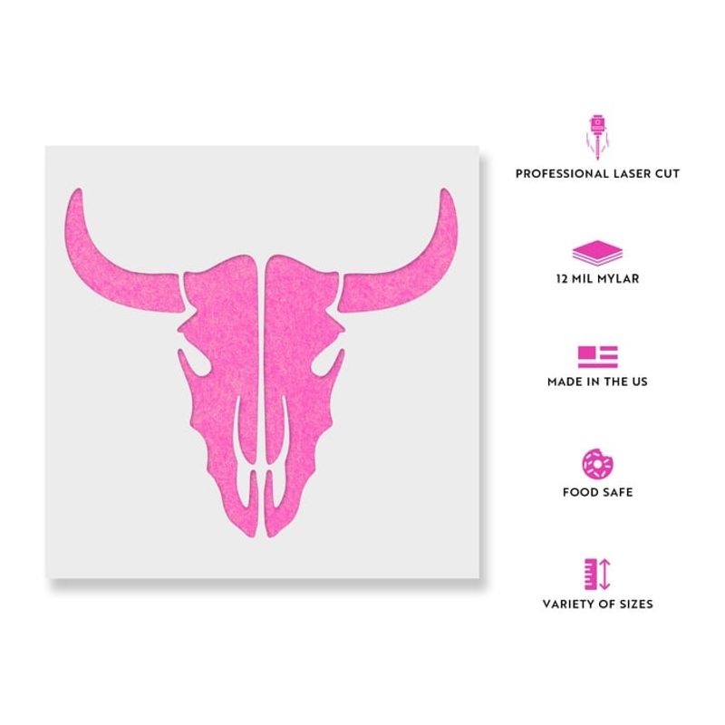Casa si Gradina - Decoratiuni - DIY - Sabloane decorative pereti - Sablon Perete vopsire, tencuiala 0.7mm Craniu de Vaca model MXSP7415, 200 x 200 mm - Infinity.ro
