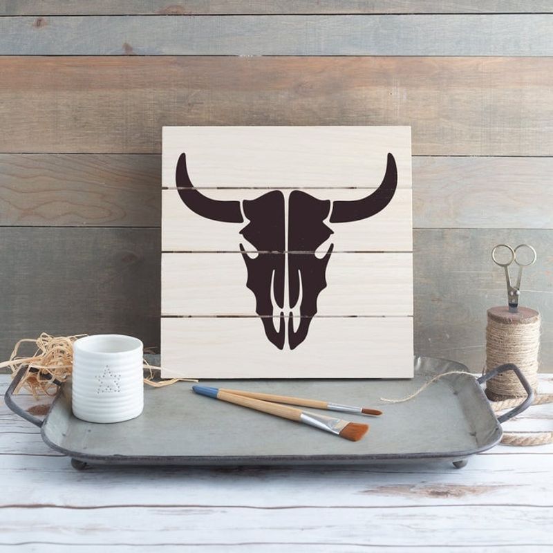 Casa si Gradina - Decoratiuni - DIY - Sabloane decorative pereti - Sablon Perete vopsire, tencuiala 0.7mm Craniu de Vaca model MXSP7415, 200 x 200 mm - Infinity.ro