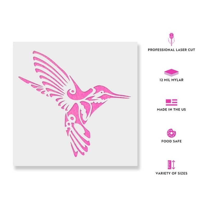 Casa si Gradina - Decoratiuni - DIY - Sabloane decorative pereti - Sablon Perete vopsire, tencuiala 0.7mm Colibri Decorativ model MXSP7394, 600 x 600 mm - Infinity.ro