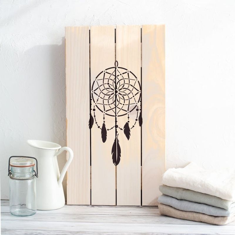Casa si Gradina - Decoratiuni - DIY - Sabloane decorative pereti - Sablon Perete vopsire, tencuiala 0.7mm Dream Catcher model MXSP7456, 900 x 900 mm - Infinity.ro