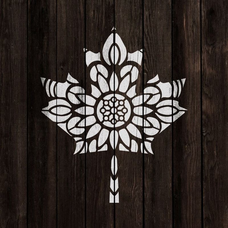 Casa si Gradina - Decoratiuni - DIY - Sabloane decorative pereti - Sablon Perete vopsire, tencuiala 0.7mm Mandala Maple Leaf Refolosibil, model MXSP7203, 300 x 300 mm - Infinity.ro