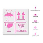 Casa si Gradina - Decoratiuni - DIY - Sabloane decorative pereti - Sablon Perete vopsire, tencuiala 0.7mm Keep Dry Fragile Up Text Refolosibil, model MXSP7220, 200 x 200 mm, 0.70mm - Infinity.ro
