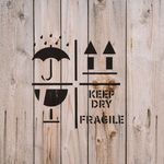 Casa si Gradina - Decoratiuni - DIY - Sabloane decorative pereti - Sablon Perete vopsire, tencuiala 0.7mm Keep Dry Fragile Up Text Refolosibil, model MXSP7220, 200 x 200 mm, 0.70mm - Infinity.ro