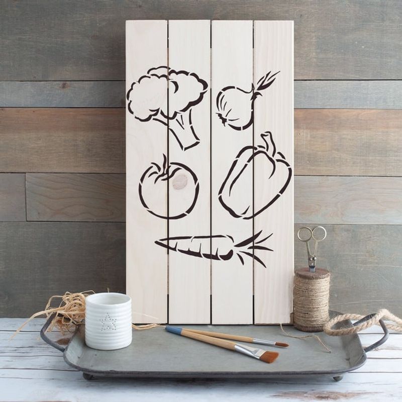 Casa si Gradina - Decoratiuni - DIY - Sabloane decorative pereti - Sablon Perete vopsire, tencuiala 0.7mm Vegetables Refolosibil, model MXSP7199, 500 x 500 mm - Infinity.ro