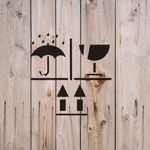 Casa si Gradina - Decoratiuni - DIY - Sabloane decorative pereti - Sablon Perete vopsire, tencuiala 0.7mm Keep Dry Fragile Up Refolosibil, model MXSP7241, 100 x 100 mm, 0.70mm - Infinity.ro