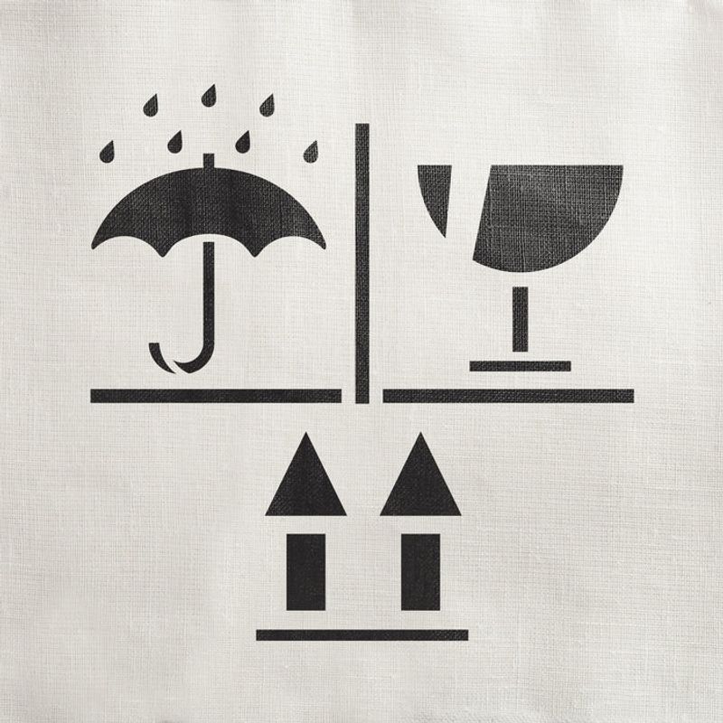 Casa si Gradina - Decoratiuni - DIY - Sabloane decorative pereti - Sablon Perete vopsire, tencuiala 0.7mm Keep Dry Fragile Up Refolosibil, model MXSP7241, 100 x 100 mm, 0.70mm - Infinity.ro