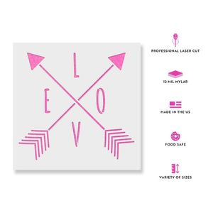 Sablon Perete vopsire, tencuiala 0.7mm Sageata cu Inima model MXSP7485, 200 x 200 mm