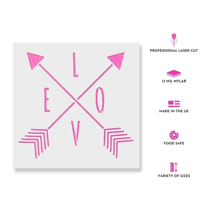 Casa si Gradina - Decoratiuni - DIY - Sabloane decorative pereti - Sablon Perete vopsire, tencuiala 0.7mm Sageata cu Inima model MXSP7485, 200 x 200 mm - Infinity.ro