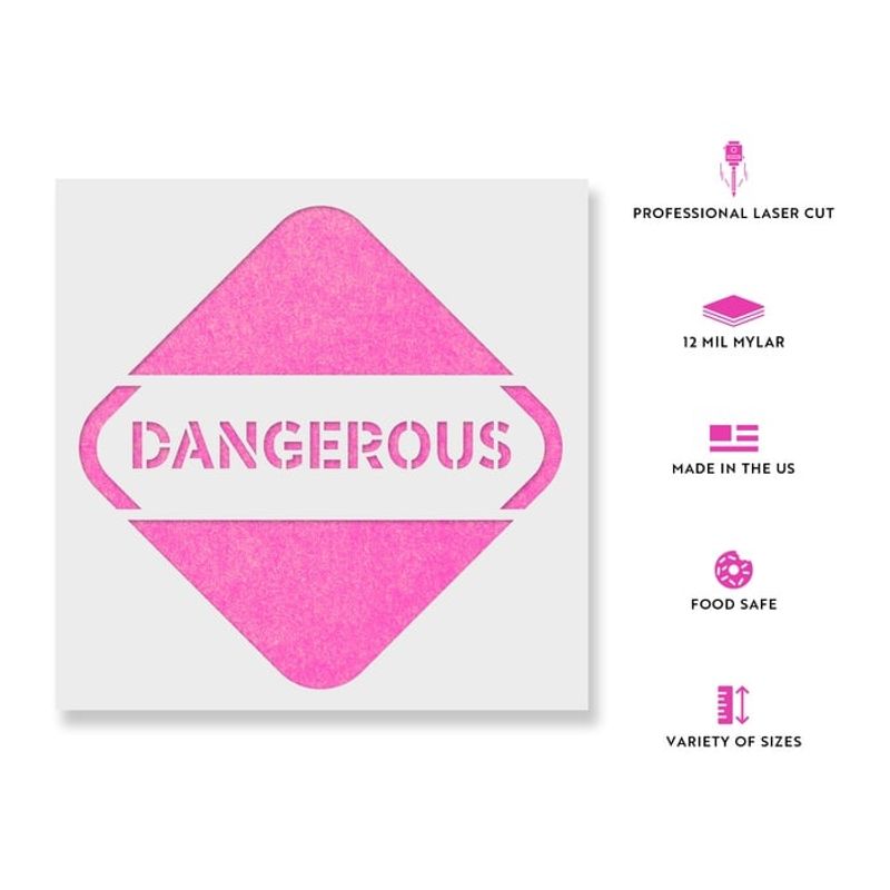 Casa si Gradina - Decoratiuni - DIY - Sabloane decorative pereti - Sablon Perete vopsire, tencuiala 0.7mm Dangerous Sign Symbol Refolosibil, model MXSP7253, 300 x 300 mm, 0.70mm - Infinity.ro