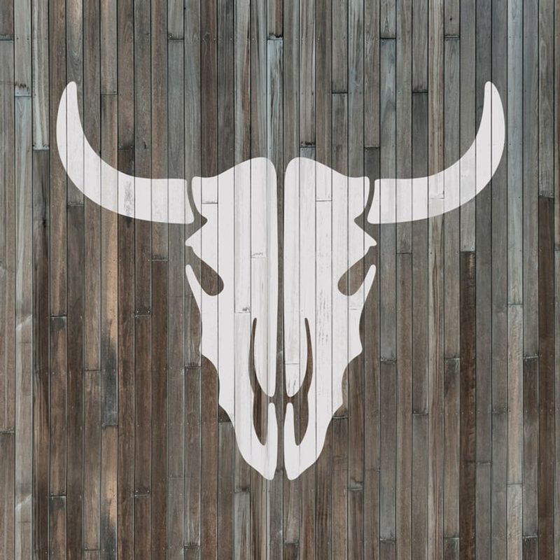 Casa si Gradina - Decoratiuni - DIY - Sabloane decorative pereti - Sablon Perete vopsire, tencuiala 0.7mm Craniu de Vaca model MXSP7415, 600 x 600 mm - Infinity.ro