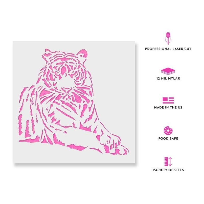 Casa si Gradina - Decoratiuni - DIY - Sabloane decorative pereti - Sablon Perete vopsire, tencuiala 0.7mm Tigru model MXSP7426, 300 x 300 mm - Infinity.ro