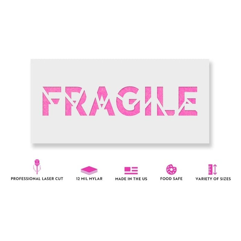 Casa si Gradina - Decoratiuni - DIY - Sabloane decorative pereti - Sablon Perete vopsire, tencuiala 0.7mm Fragile Word Broken Refolosibil, model MXSP7251, 800 x 800 mm, 0.70mm - Infinity.ro