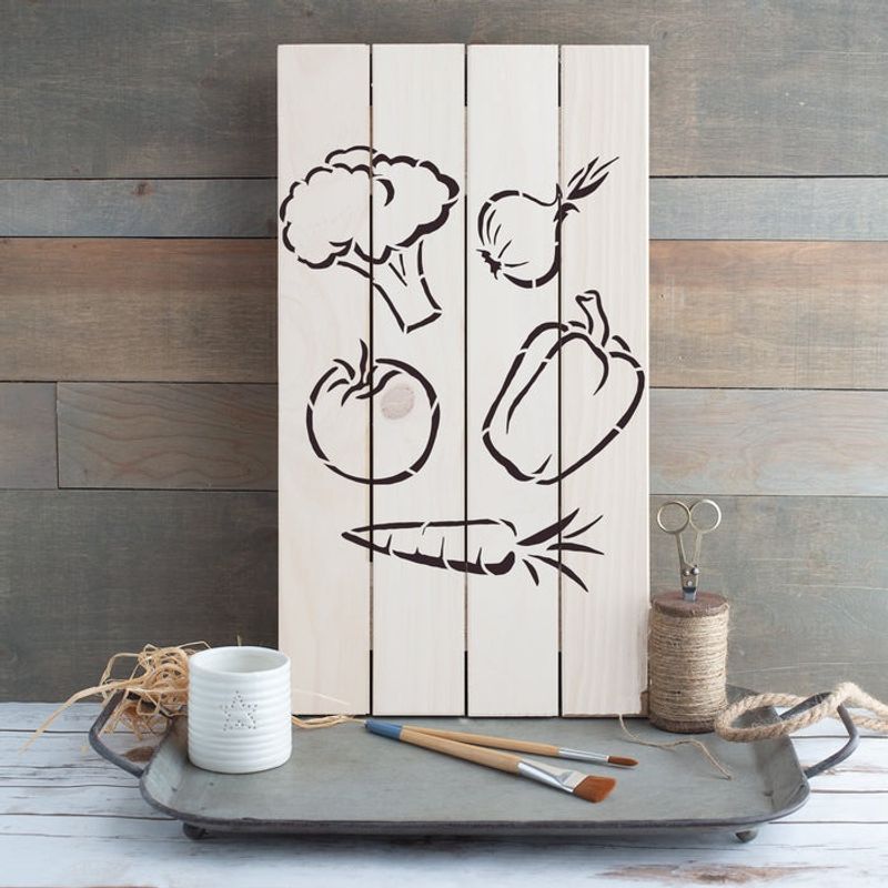 Casa si Gradina - Decoratiuni - DIY - Sabloane decorative pereti - Sablon Perete vopsire, tencuiala 0.7mm Vegetables Refolosibil, model MXSP7199, 100 x 100 mm - Infinity.ro