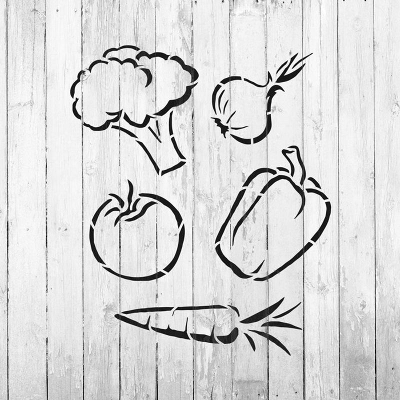 Casa si Gradina - Decoratiuni - DIY - Sabloane decorative pereti - Sablon Perete vopsire, tencuiala 0.7mm Vegetables Refolosibil, model MXSP7199, 100 x 100 mm - Infinity.ro