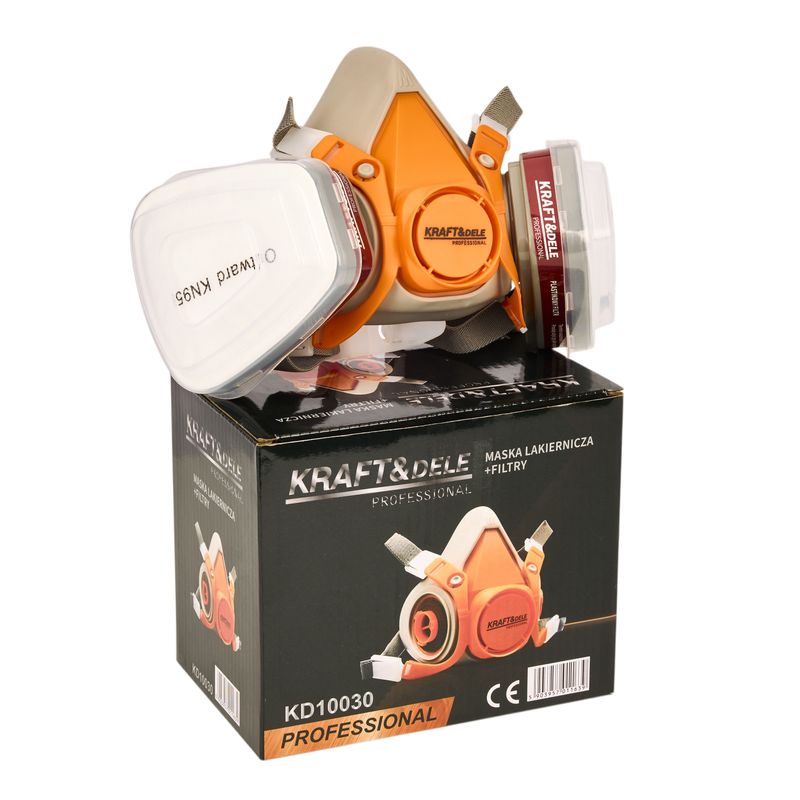 Casa si Gradina - Constructii - Echipamente de lucru - Accesorii echipamente protectia muncii - Kit complet vopsitor, masca de vopsitorie + filtru+ manusi din nitril, marimea XL - Infinity.ro