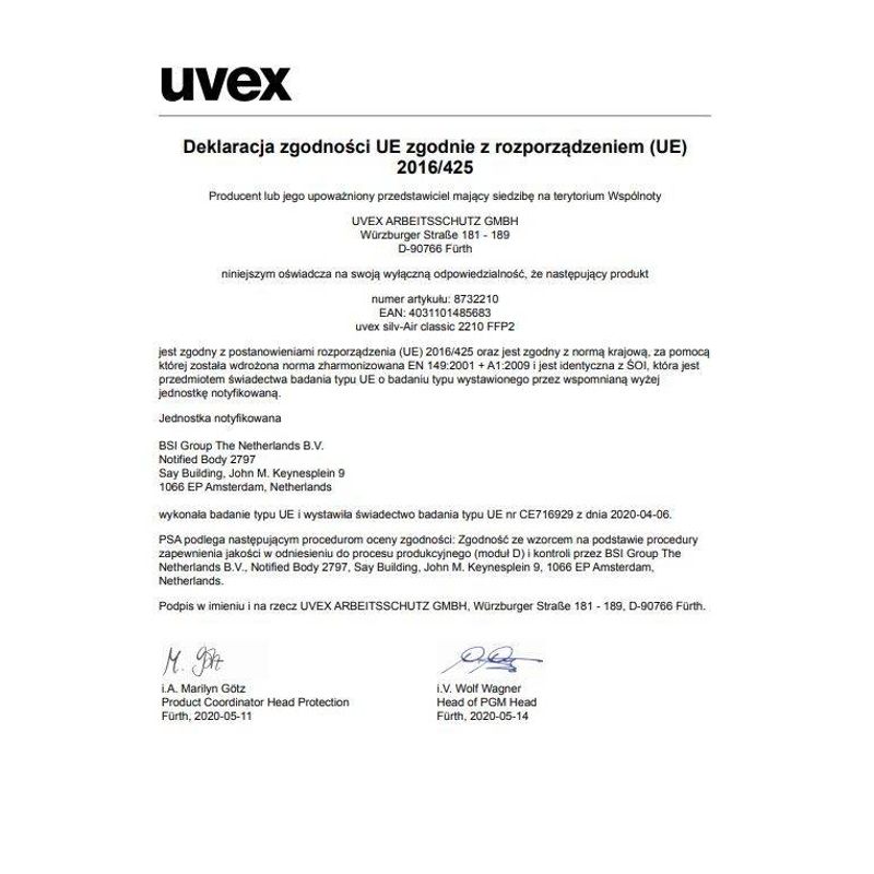 Casa si Gradina - Constructii - Echipamente de lucru - Accesorii echipamente protectia muncii - Masca de protectie 2210 FFP2, cu supapa, Uvex 15 - Infinity.ro