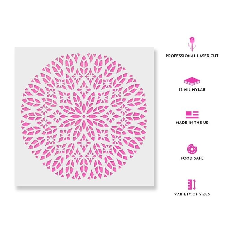 Casa si Gradina - Decoratiuni - DIY - Sabloane decorative pereti - Sablon Perete vopsire, tencuiala 0.7mm Katedraali Mandala Refolosibil, model MXSP7157, 200 x 200 mm - Infinity.ro