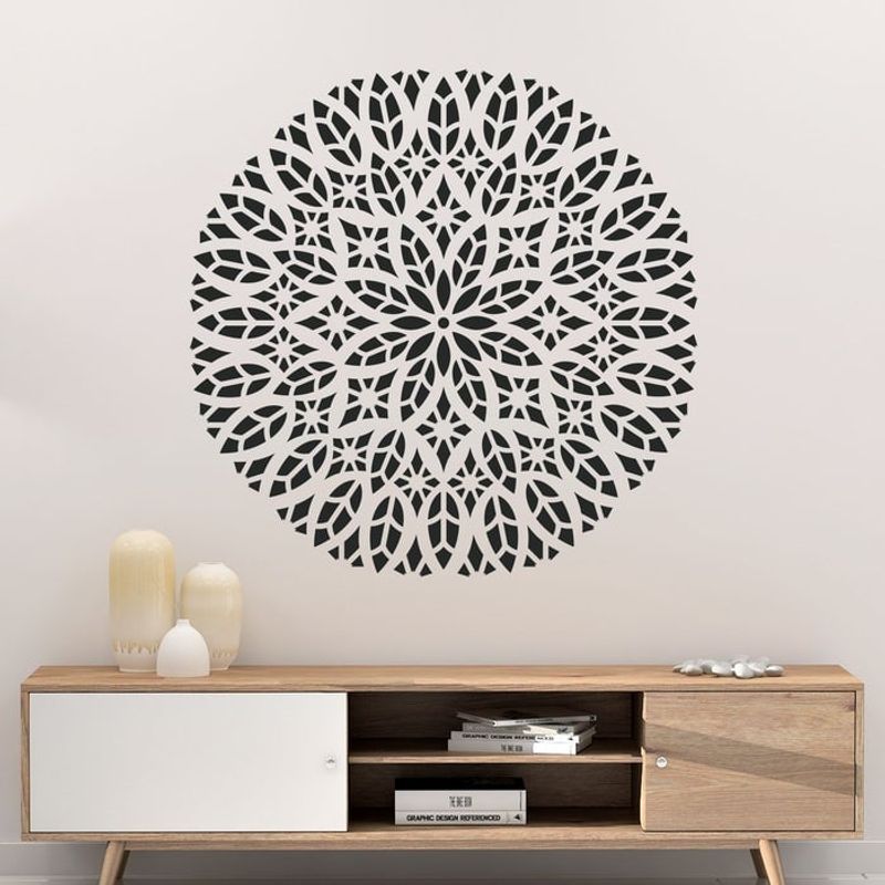 Casa si Gradina - Decoratiuni - DIY - Sabloane decorative pereti - Sablon Perete vopsire, tencuiala 0.7mm Katedraali Mandala Refolosibil, model MXSP7157, 200 x 200 mm - Infinity.ro