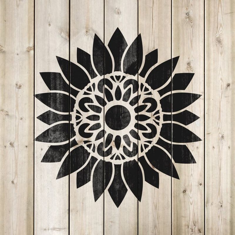 Casa si Gradina - Decoratiuni - DIY - Sabloane decorative pereti - Sablon Perete vopsire, tencuiala 0.7mm Mandala Sunflower Stencil Refolosibil, model MXSP7175, 900 x 900 mm - Infinity.ro