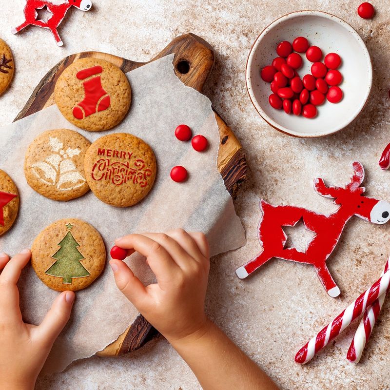 Casa si Gradina - Decoratiuni - DIY - Sabloane decorative pereti - Set 14 sabloane decorare cafea 12 si 7 cm 0.5mm Craciun model MXSP7341 - Infinity.ro