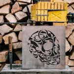 Casa si Gradina - Decoratiuni - DIY - Sabloane decorative pereti - Sablon Perete vopsire, tencuiala 0.7mm Craniu Tribal model MXSP7467, 100 x 100 mm - Infinity.ro