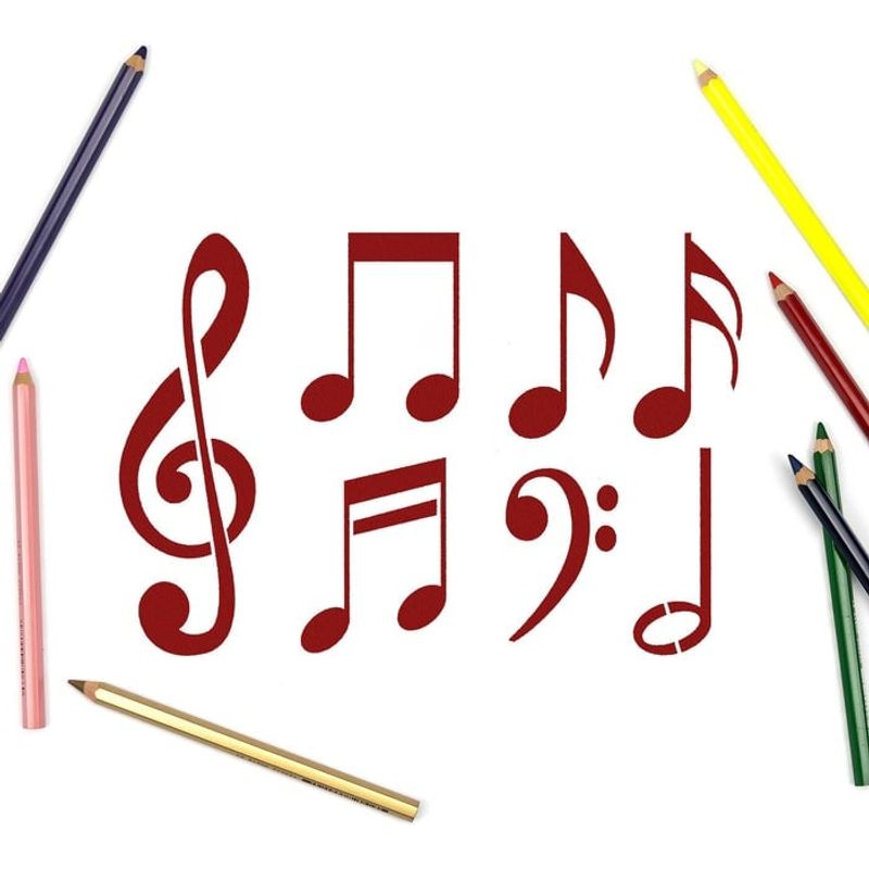 Casa si Gradina - Decoratiuni - DIY - Sabloane decorative pereti - Sablon Perete vopsire, tencuiala 0.7mm Note Muzicale model MXSP7448, 700 x 700 mm - Infinity.ro