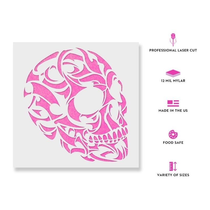 Casa si Gradina - Decoratiuni - DIY - Sabloane decorative pereti - Sablon Perete vopsire, tencuiala 0.7mm Craniu Tribal model MXSP7467, 1000 x 1000 mm - Infinity.ro