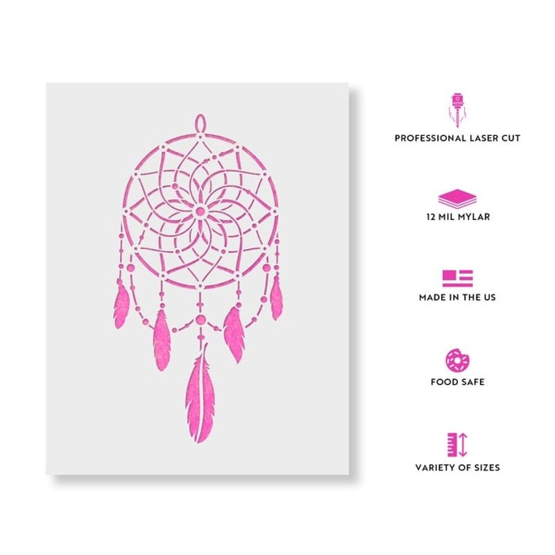 Casa si Gradina - Decoratiuni - DIY - Sabloane decorative pereti - Sablon Perete vopsire, tencuiala 0.7mm Dream Catcher model MXSP7456, 700 x 700 mm - Infinity.ro