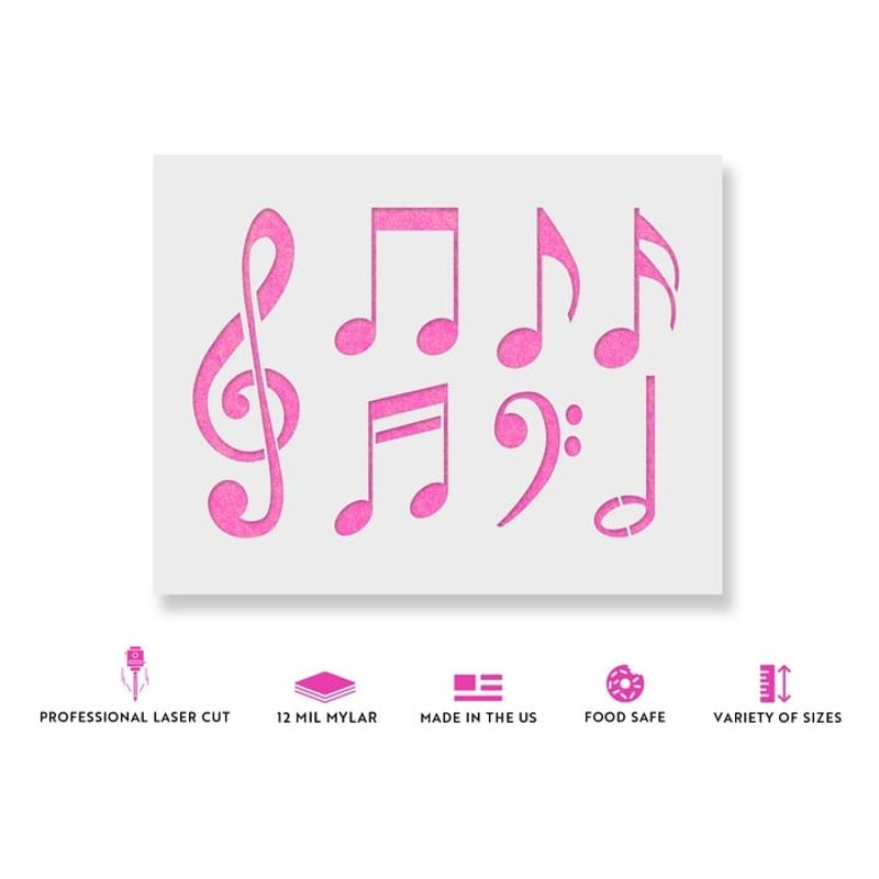 Casa si Gradina - Decoratiuni - DIY - Sabloane decorative pereti - Sablon Perete vopsire, tencuiala 0.7mm Note Muzicale model MXSP7448, 800 x 800 mm - Infinity.ro