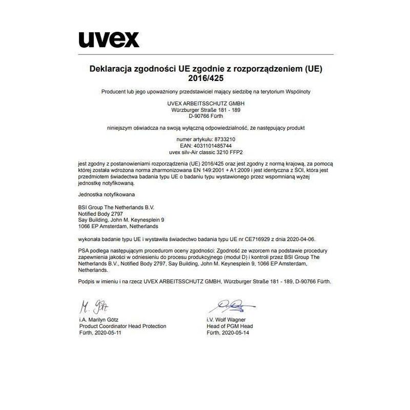 Casa si Gradina - Constructii - Echipamente de lucru - Accesorii echipamente protectia muncii - Masca de protectie FFP2 Uvex-3210 cu supapa 15 - Infinity.ro