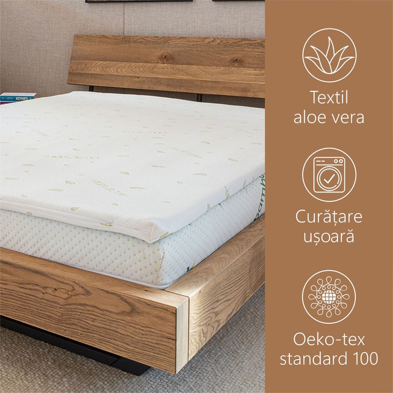 Casa si Gradina - Mobilier - Saltele si somiere - Toppere - Topper Saltea Best Sleep H7 cm spuma poliuretanica, 200X200 cm, husa Aloe Vera Detasabila - Infinity.ro