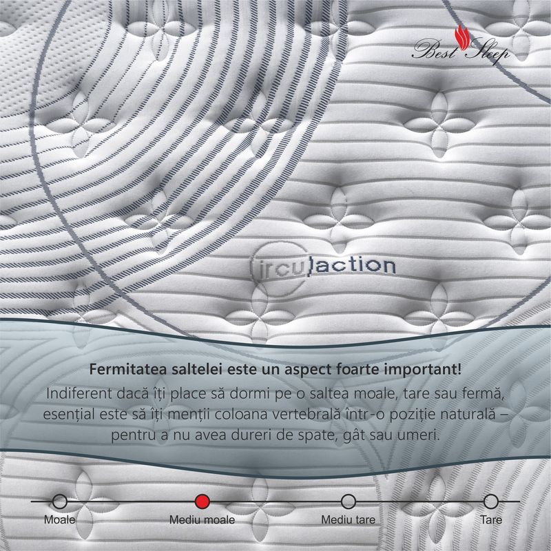 Casa si Gradina - Mobilier - Saltele si somiere - Saltele - Saltea ortopedica Best Sleep Ocean, 120x190x33cm, Arcuri Pocket, spuma memory, 7 zone de confort, fermitate medie - Infinity.ro