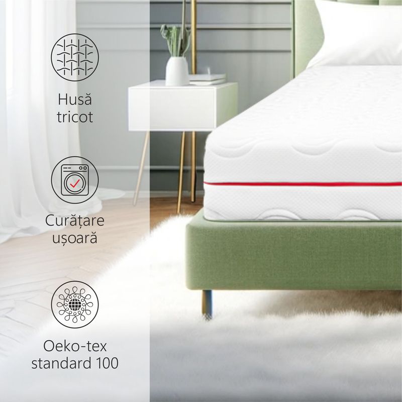 Casa si Gradina - Mobilier - Saltele si somiere - Saltele - Saltea Ortopedica BEST SLEEP Dream Waves, 70x200x25cm, spuma poliuretanica cu memorie 7 cm,   reversibila - Infinity.ro