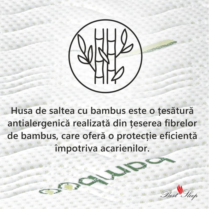 Casa si Gradina - Mobilier - Saltele si somiere - Saltele - Saltea ortopedica BEST SLEEP Dream Bambus, 120x200x20cm, spuma poliuretanica cu memorie, hipoalergenica, antibacteriana - Infinity.ro