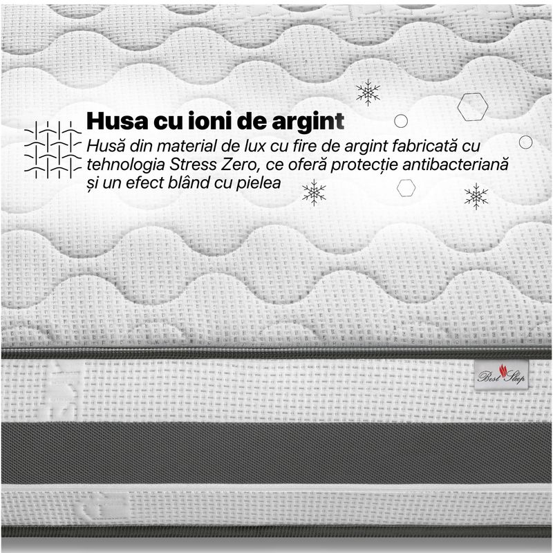 Casa si Gradina - Mobilier - Saltele si somiere - Saltele - Saltea Ortopedica, Best Sleep, Argentum Cool Memory, 190X190x30 cm, spuma poliuretanica cu particule gel, - Infinity.ro