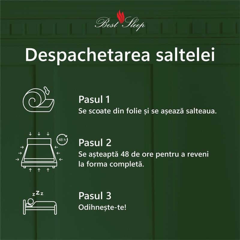 Casa si Gradina - Mobilier - Saltele si somiere - Saltele - Saltea Superortopedica, Bestsleep, Base DoubleSide Bambus,100x200x18cm, hipoalegenic, bambus detasabila - Infinity.ro