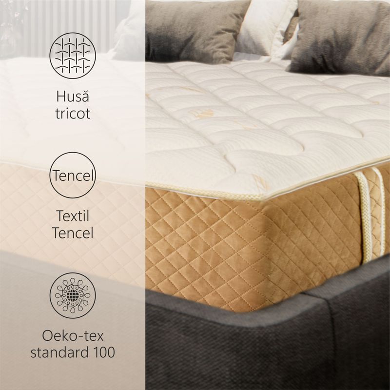 Casa si Gradina - Mobilier - Saltele si somiere - Saltele - Saltea Ortopedica,Best Sleep,Tencel Elite,180x190x30 cm,Arcuri pocket, Husa matlasata cu spuma memory,fermitate medie - Infinity.ro