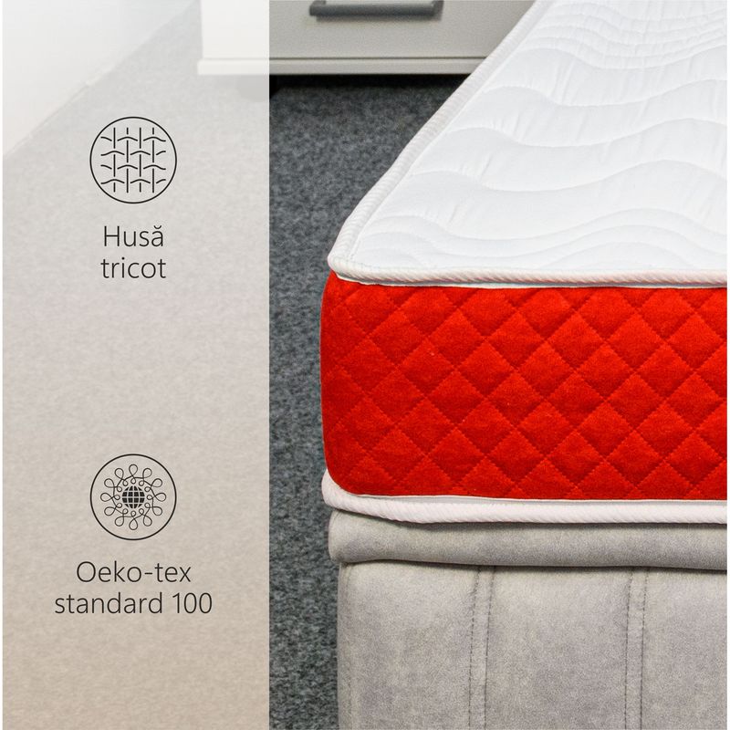 Casa si Gradina - Mobilier - Saltele si somiere - Saltele - Saltea ortopedica BEST SLEEP Diamond Red DoubleSide, 140x190x12, spuma poliuretanica, hipoalergenica, reversibila, ferma - Infinity.ro