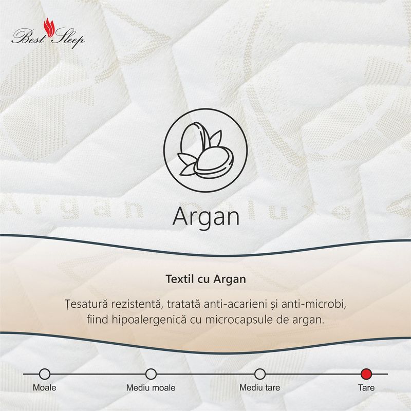 Casa si Gradina - Mobilier - Saltele si somiere - Saltele - Saltea superortopedica Best Sleep Argan Deluxe, 180x190x18 cm, spuma poliuretanica hipoalergenica - Infinity.ro