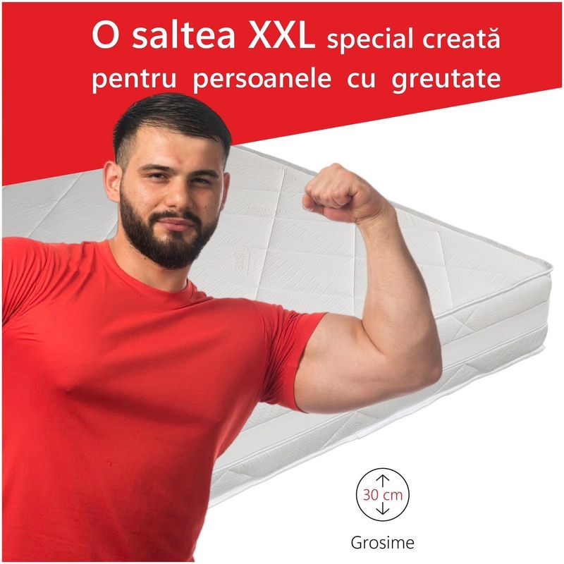 Casa si Gradina - Mobilier - Saltele si somiere - Saltele - Saltea ortopedica, Best Sleep Grande, pentru persoane cu greutate, 200x200x30 cm, spuma cu memorie, cocos,  Tencel - Infinity.ro
