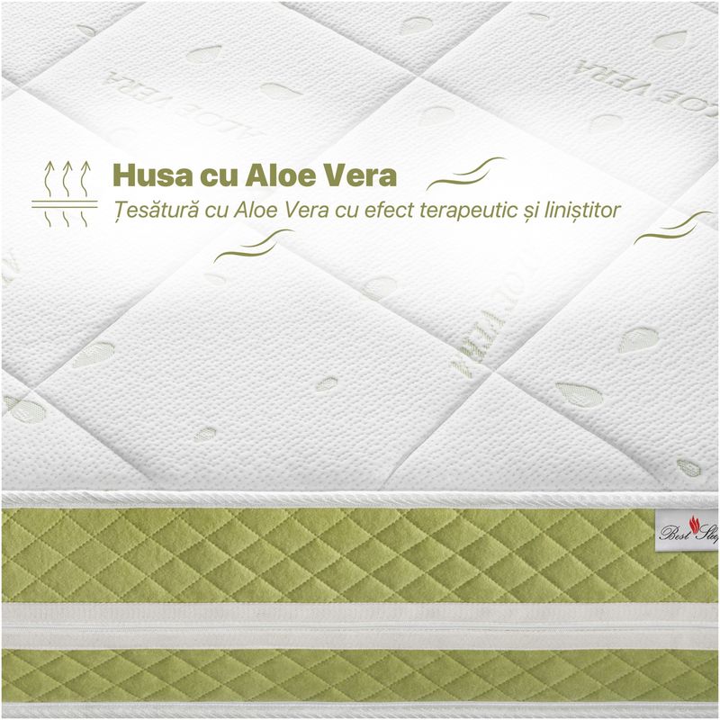Casa si Gradina - Mobilier - Saltele si somiere - Saltele - Saltea Ortopedica, Best Sleep, Luxe Memory Aloe Vera, 150X190x25 cm, spuma  cu memorie cu infuzie de aloe vera - Infinity.ro