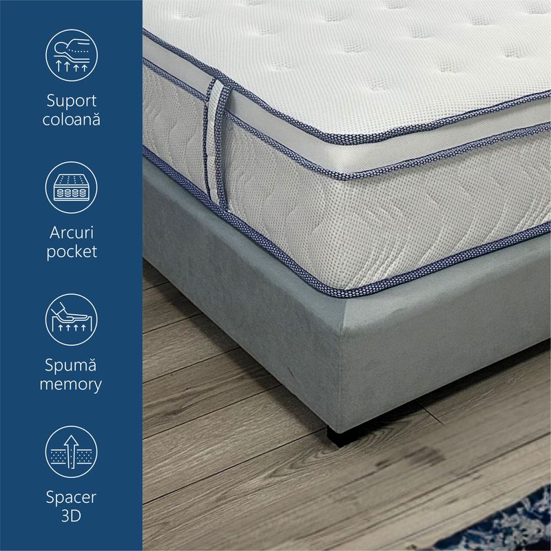 Casa si Gradina - Mobilier - Saltele si somiere - Saltele - Saltea superortopedica Best Sleep, Ressort, 140x200x30, arcuri impachetate, spuma memory, fermitate medie - Infinity.ro