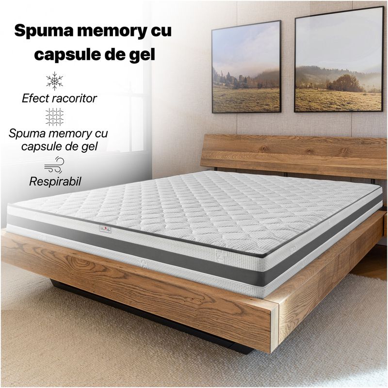 Casa si Gradina - Mobilier - Saltele si somiere - Saltele - Saltea Ortopedica, Best Sleep, Argentum Cool Memory, 200X200x30 cm, spuma poliuretanica cu particule gel, - Infinity.ro